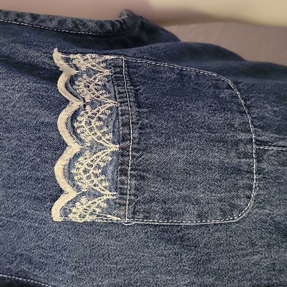 Vtg JIM ELLIOT Western Denim Chambray Sleeveless Button Down Midi Dress - Picture 6 of 14